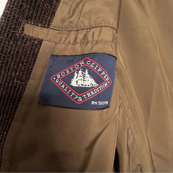 Boston Clipper Vtg Brown Mottled Soft Corduroy Two-Button Blazer Sz 44L - Picture 10 of 11